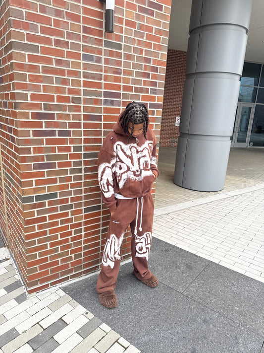 BROWN & WHITE NOVAÌR SWEATPANTS