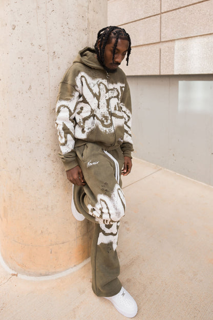 GREEN & WHITE NOVAÌR SWEATPANTS